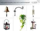 RTZEN Plant Hangers Outdoor or Indoor - Wrought Iron Metal Hanger Indoor Hook - Heavy Duty Wall Bracket Hooks for Hanging Plants Baskets Lanterns Wind Chimes - 2 Pack (Black Axe-Shape Hooks) by GreenHaven Gardens