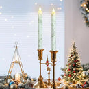 Willow Leaf Flameless Taper Candles with Remote & Timer Real Wax LED Taper Candles Flickering Candlesticks Battery Operated Candle for Home Wedding Party Summer Fall Christmas Decor 2 Pack 9.6" by CozyNest Decor