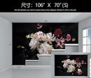 Dark Floral Wallpaper Mural Vintage Peony Flowers Black Background Wall Mural Bedroom (Not Peel and Stick) by CozyNest Decor