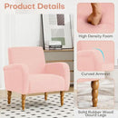 Chenille Fabric Accent Chair, Upholstered Armchair with Solid Wood Legs, Modern Living Room Accent Chair, Comfy Single Sofa Chair Reading Club Chair for Bedroom Reception Lounge, Pink by CozyNest Decor