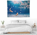 Japanese Koi Fish Tapestry, Cherry Blossoms Asian Oriental Blue Floral Branch Koi Fish Carp Tapestries Wall Hanging for Bedroom Living Room Office Decor 40"x30" by CozyNest Decor