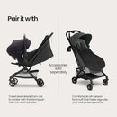 Mompush Velo Lightweight Travel Stroller – One-Hand Fold, Ultra-Compact & Airplane Friendly, Lie-Flat Recline Seat (from Birth to 50 lbs), Includes Cup Holder, Shoulder Strap, and Leather Bumper Bar by TinyTreasures Baby Boutique