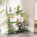 Clear Bookshelf, Acrylic Bookcase with Open Book Shelf Console Table for Entryway Office (3 Tier Green) by CozyNest Decor