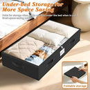 SpaceWhisper 90L Under Bed Storage Containers, 4-Pack Storage Bins with Clear Top, Foldable Closet Organizers and Storage with Label Holder for Clothing, Blankets, Comforter & Pillows(Black) by CozyNest Decor