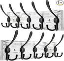 2pcs Coat Rack Wall Mount Wooden Hat Rack for Wall Hooks Pine Real Wood Plank 16.9" Old White Coat Hanger with 5 Black Triple Hooks for Hanging Coat Hat Jacket by CozyNest Decor