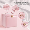 5-Layer Jewelry Box with 4 Drawers, Huge Portable Jewelry Organizer with Lock and Mirror for Women, for Necklace Ring Earring Bracelet Storage, Lockable Jewelry Case, Pink by TinyTreasures Baby Boutique
