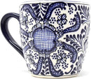 Encantada Handmade Hand-Painted Authentic Mexican Pottery Mugs (1-Pack, Cobalt Blue Flower)