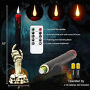 GenSwin Halloween Black Taper Flameless Candles with Ghost Hand Candlesticks and Remote Timer, 2 Pcs Battery Operated Taper Candles with Holder and 3D Flame for Halloween Decor by CozyNest Decor