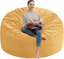 4FT Bean Bag Chair, Large Bean Bag Chairs with Memory Foam Filled, Fluffy Beanbag Sofa with Dutch Velvet Cover, Round BeanBag Chairs for Living Room, Playroom - Mustard by TinyTreasures Baby Boutique