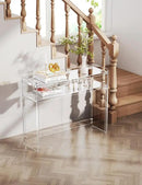 Acrylic Console Table, Entryway Table with Storage Shelves (1, 39.4 * 31.5 * 11.7) (Clear) by CozyNest Decor
