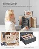 SONGMICS 6 Tier Jewelry Box, Jewelry Storage Organizer with 5 Drawers, Large Storage Capacity, with Mirror, Lockable, Jewelry Case, Gift for Loved Ones, For Watches, Gray UJBC152G01 by TinyTreasures Baby Boutique