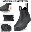 HISEA Women's Short Rain Boots Waterproof Garden Shoes Rubber Chelsea Boots Anti-Slipping Rainboots for Ladies with Comfort Insole Lightweight Stylish Ankle Rain Shoes Outdoor Work Booties by GreenHaven Gardens