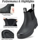HISEA Women's Short Rain Boots Waterproof Garden Shoes Rubber Chelsea Boots Anti-Slipping Rainboots for Ladies with Comfort Insole Lightweight Stylish Ankle Rain Shoes Outdoor Work Booties by GreenHaven Gardens