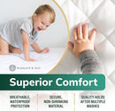 Crib Mattress Protector Pad 2 Pack - Ultra-Soft Waterproof Breathable Premium Bamboo Rayon - Noiseless Fitted Dryer Safe Cover for Crib. High Absorbency Oeko-TEX Certified MARGAUX & MAY by TinyTreasures Baby Boutique