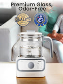 GROWNSY Baby Instant Warmer, Glass Water Boiler with Accurate Temperature Control for Formula, Coffee and Tea, 1.3 Liter Electric Kettle with LCD Display and Timer by TinyTreasures Baby Boutique
