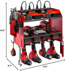 CCCEI Modular Power Tool Organizer Wall Mount with Charging Station. Garage 4 Drill Storage Shelf with Hooks, Screwdriver, Drill Bit Heavy Duty Rack, Tool Battery Holder Built in 8 Outlet Power Strip. by GreenHaven Gardens