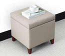Adeco 18" PU Storage Ottoman, Upholstered Square Faux Leather Foot Rest - Flip Top Footstool with Sturdy Wood Legs, Small Cube Coffee Table Extra Seat for Living Room, Bedroom, Elephant Grey by CozyNest Decor