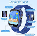 Smart Watch for Kids Boy Gift Ages 3-12, 2 Screen Protector, 26 Puzzle Games, HD Camera Video Music Player Touchscreen Pedometer, Educationtal Toy Brithday Gifts for Boy Ages 4 5 6 7 8 9 10(Blue) by TinyTreasures Baby Boutique