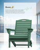 Adirondack Chairs Set of 2, Outdoor Fire Pit Chairs, HDPE All-Weather Adirondack Chairs with Cup Holder, Lawn Chair for Deck, Patio, Garden (Green)