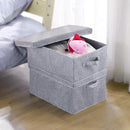 HOONEX Linen Foldable Storage Bins with Lids, 2 Pack, Storage Boxes with Carrying Handles and Sturdy Heavy Cardboard, 16.5" L x 11.8" W x 7.5" H for Shoes, Books, Clothes, Light Grey by CozyNest Decor