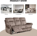 EBELLO 3 Pieces Reclining Couch Furniture Set for Living Room, Double 1 Seat Power Recliner Chair with Massage and Heat, a 3 Seater Manual Sofa, Vintage Rivet Mid-Century Design, Brown by CozyNest Decor