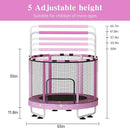 LAMERGE 55" 7-in-1 Round Trampoline for Kids Boys & Girls Ages 1-8, Indoor & Outdoor Trampoline for Fun, Adjustable Height Handrail ＆ Enclosed Safety Net ＆ Durable Designs for Toddlers Children by TinyTreasures Baby Boutique