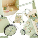 Beright Wooden Baby Walker Push and Pull Learning Activity Walker Kids’ Activity Toy Multiple Activities Center Develops Motor Skills & Stimulates Creativity(Green) by TinyTreasures Baby Boutique