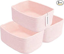 Small Woven Storage Baskets 13“X9”X5“ Decorative Rope Bins for Organizing Shelves, Closets, and Toys, Empty Gift Baskets, Cute Organizer Basket for Home and Office (pink, Large) by CozyNest Decor