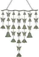Butterfly Wind Chimes for Outside, Large Strung Verdigris Windchimes with Wrought Iron Bell for Garden, Patio, Porch Outdoor Decor, Memorial Sympathy by CozyNest Decor