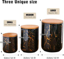 Black Ceramic Canister Set with Wooden Lid, 3-Piece Food Storage Jars for Kitchen Counter, Storage Container for Sugar, Coffee, Tea, Spice by CozyNest Decor