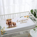 Personalized Nursery Crib Bedding Set: Custom Name Yellow Floral 5 Piece Baby Crib Sets with Highland Cattle Design - Toddler Double Layer Blanket Set, Comfortable Crib Bed Sheets for Baby Grils by TinyTreasures Baby Boutique