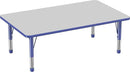 Factory Direct Partners FDP Rectangle Activity School and Classroom Kids Table (36 x 60 inch), Toddler Leg, Adjustable Height 15-24 inches - Gray Top and Blue Edge by CozyNest Decor