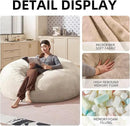 Bean Bag Chair 6Ft, Memory Foam Filled, Large Beanbag Chairs for Adults and Teens, Soft Sofa with Removable Flannel Cover, Round Couch for Living Room Bedroom College Dorm (Apricot, 6FT-67×67"×24") by CozyNest Decor