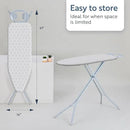 Minky Homecare Classic 4-Leg Ironing Board with Iron Rest - Freestanding Full Size Iron Board for Clothes Pressing with 43" x 14" Surface - Grey Honeycomb by CozyNest Decor