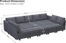 Belffin Large 15 Seat Modular Sectional Sofa with Storage Seat Corduroy Sleeper Sectional Sofa Bed Oversized Convertible Modular Couch for Living Room Dark Grey by CozyNest Decor