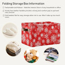 Christmas White Snowflakes on Red Storage Basket Cube Storage Bins Organizer Bag Collapsible Closet Shelf Baskets with handle for Baby Cloth Pet Toy Book 14.2×10.2×8.3 IN by TinyTreasures Baby Boutique