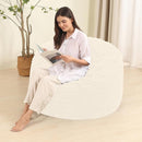 Memory Foam Bean Bag Chair for Adults/Teens, Bean Bag Sofa with Fluffy Removable Cover, for Living Room Bedroom, 3FT White by CozyNest Decor