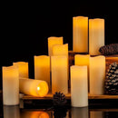 Flameless Candles Flickering LED Candles Set of 12 (D:2.2" X H:5") Ivory Real Wax Pillar Battery Opeated Candles with 10-Key Remote and Cycling 24 Hours Timer by CozyNest Decor