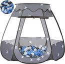 Baby Ball Pit for Toddler with 50 Balls, Kids Pop Up Play Tent for Girls, Princess Toys Gifts for Children Indoor & Outdoor Playhouse (Black: Gray/White/Babyblue, 109x90cm/50 Balls) by TinyTreasures Baby Boutique