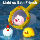 iPlay, iLearn Baby Duck Bath Toy, Toddler Bathtub Suction Water Spinner Gear, Kid Shower Fishing Game W/ Net, Light up Animal, Wind up Swimming Duck, Birthday Gift 6 9 12 Month 1 2 3 Year Old Boy Girl by TinyTreasures Baby Boutique