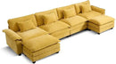 URRED Modular Sectional Sofa Comfy Cloud Couch, Modern Chenille Sofa Sleeper Deep Seat Couches with Ottoman/Pillows for Living Room (Yellow, 154'' - U Shape) by CozyNest Decor