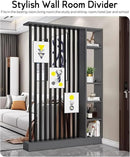Wall Room Divider, Storage Cabinet Storage Display with Shelves, Modern Freestanding Wood Room Divider Screen, Wall Privacy Screens for Home Decorative (Grey+Black,55" L x 9.5" W x 79.5" H) by CozyNest Decor