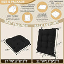 BUYUE Chair Cushion Set for Rocking Chair, Back Pillow & Seat Cushion with Ties, Original Woven Fabric Non-Slip Chair Pads for Elderly Sitting, Black by CozyNest Decor