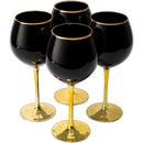 Set Of 4 Black Wine Glasses Gold Stemmed 14 Oz By Gold Rim Wine Glasses Black Colore by The Wine Savant