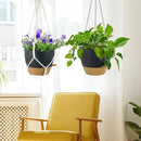 10 inch Self Watering Hanging Planters, 2 Pack Hanging Flower Pots for Indoor Outdoor Plants, Hanging Baskets with Drainage Holes & 2 Kinds of Plant Hangers for Garden Home Decor, Black Brown by CozyNest Decor