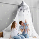 Canopy for Kids Bed with Stars, Crib Canopy with Dome, Elegant Net Hanging Fairy Girl Bed Canopy Princess Room Decoration Reading Nook Corner Curtain Fits Full Crib, Twin, Queen Play Castle Tent by TinyTreasures Baby Boutique