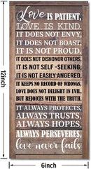 1 Corinthians 13:4-8 Inspirational Hanging Wood Decor Sign, Printed Wood Sign, Love is Patient, Love is Kind Quote, Hanging Bible Verses Woods Wall Signs, Rustic Home Decor Signs, Christian Gift