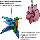 2 Pack Stained Glass Hummingbird with Flower Suncatcher for Window Hanging Ornament, Sun Catchers Indoor Window, Stained Glass Birds with Flower Gifts for Women, Mom, Birds Lovers by GreenHaven Gardens