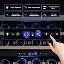 Tylza 24 Inch Dual Zone Wine Cooler Refrigerator, 46 Bottle Built-in or Freestanding, 24'' Wine Fridge with Stainless Steel & Professional Compressor and Temperature Memory Function by CozyNest Decor