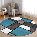 Rugshop Contemporary Modern Boxes for Home Office,Living Room,Bedroom,Kitchen Non Shedding Round Area Rug 8' Blue by TinyTreasures Baby Boutique